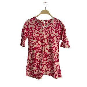 Mini Boden Pink White Floral Pattern Tunic Swim Cover Sun Dress Sequined 9 10